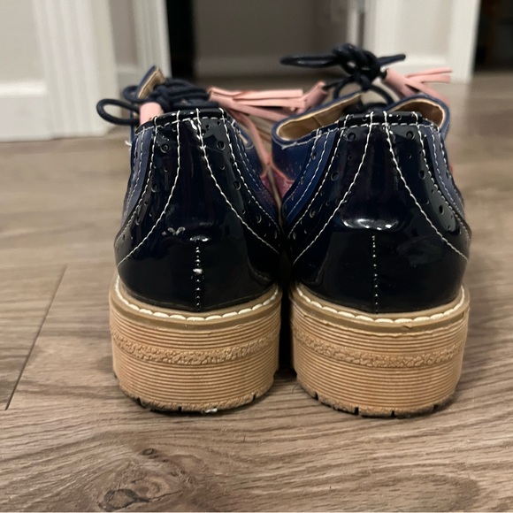 Pink glitter and Navy oxfords size 10 - Picture 3 of 4